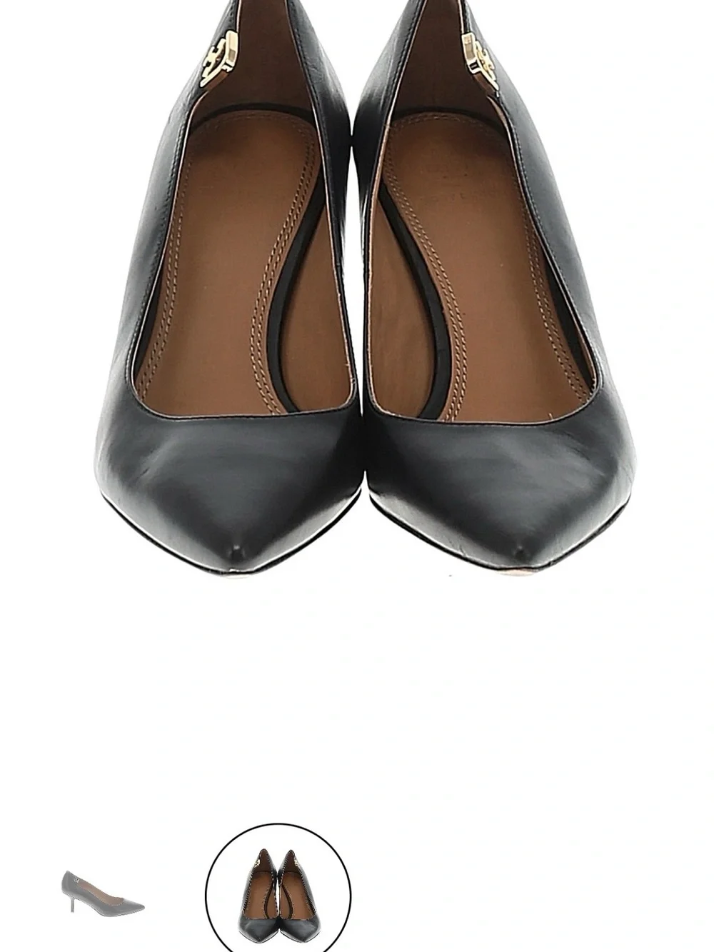 Tory Burch Black Pointed-Toe Kitten Heel Pumps